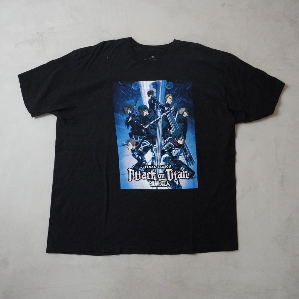 Attack on Titan Final Season T-Shirt 2XL Mens Black Ripple Junction Anime Tee